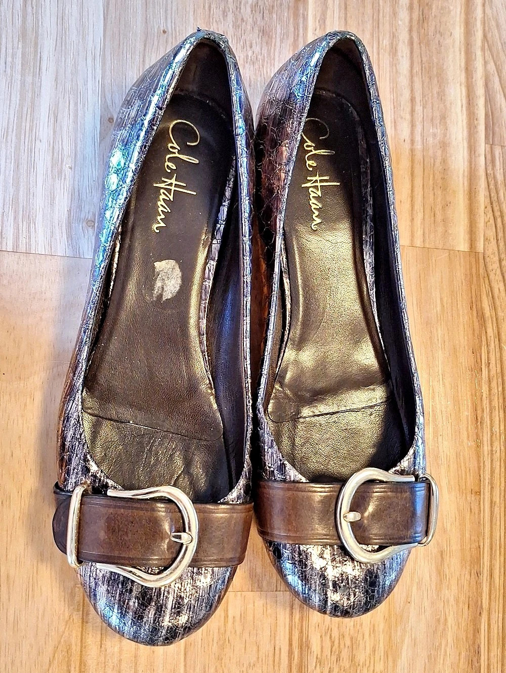 Cole Haan Buckle Flats in Brown